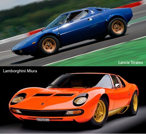 Lancia Stratos и Lamborghini Miura. Их непохожесть Маэда называет творческим феноменом Марчелло…