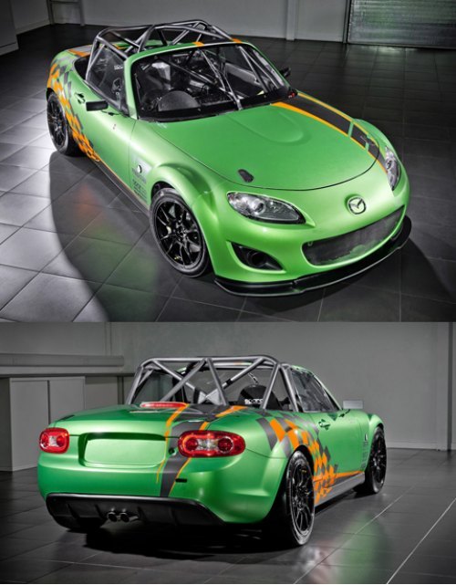 Гоночная версия Mazda MX-5 GT получила ярко-зеленый окрас кузова.