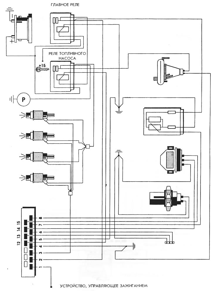 Электрическая схема системы впрыска топлива Lancia Thema 16V