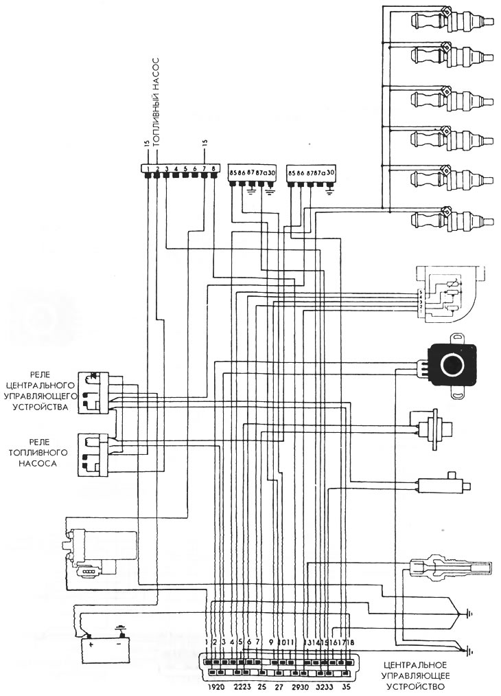 Электрическая схема системы впрыска топлива Alfa Romeo 164 3.0