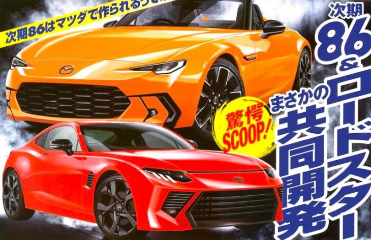 Обложка свежего номера журнала BestCarWeb (сверху рендер новой Mazda MX-5, снизу – Toyota GR86)