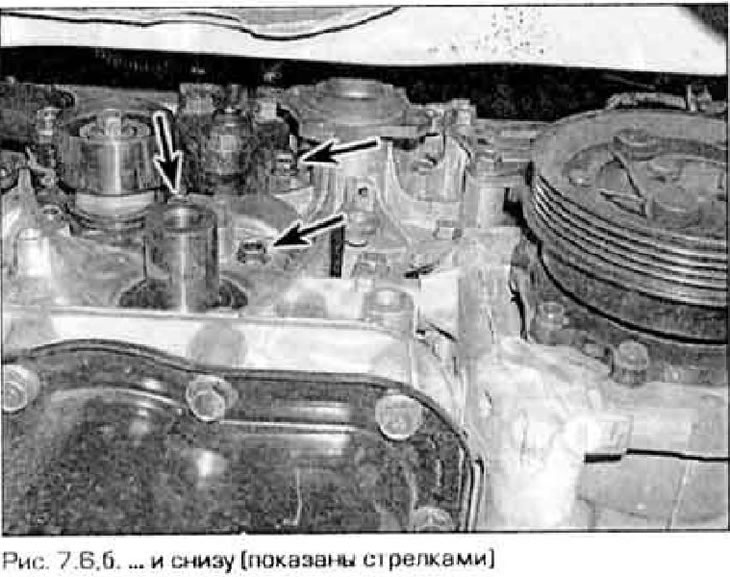 6. Loosen the water pump mounting bolts (figure 7.6, a-c) and remove it from the engine. If the…