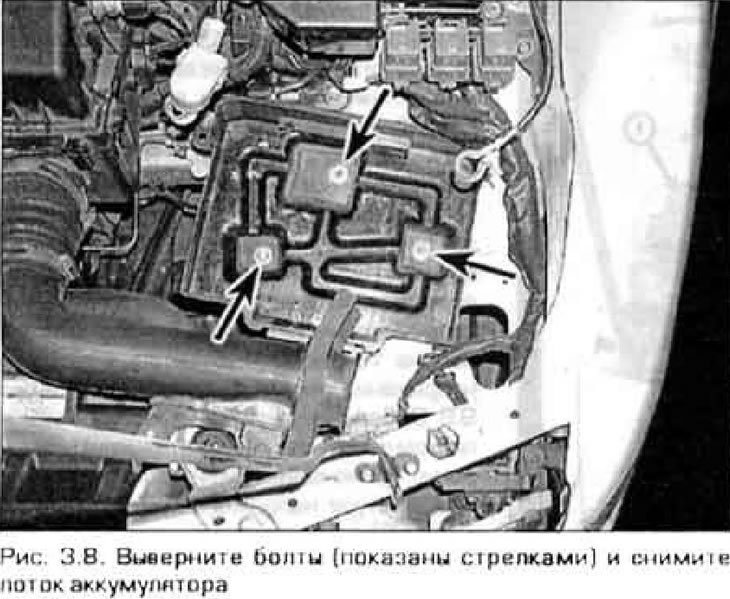 8. Если на лотке есть коррозия, отверните болты и снимите лоток (рис 3.8). Зачистите тронутые…