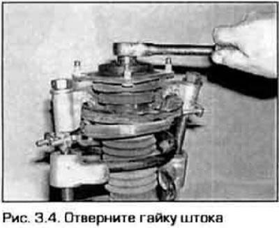 4. Адкруціце гайку штока амартызатара (малюнак 3.4).