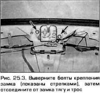 3. Вывярніце два ніта мацавання і зніміце замак (малюнак 25.3).