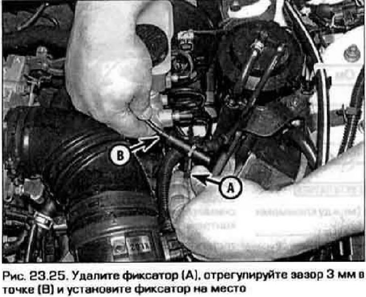 25. Fogó segítségével távolítsa el a rögzítőt a kábelről a motortérben lévő működtetőhöz való…