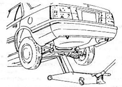 Рис. 4. Подъем автомобиля в задней части при установленном двухколесном управлении