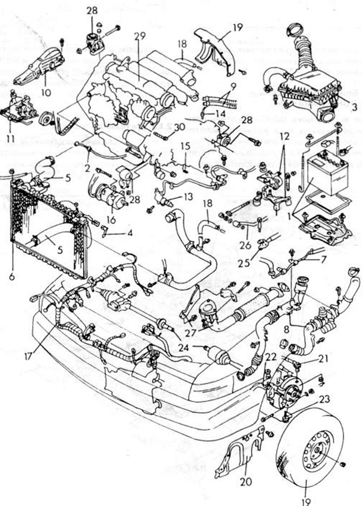 Рис. 19. Подробности снятия и установки дизельного двигателя. Работы по снятию деталей нужно…