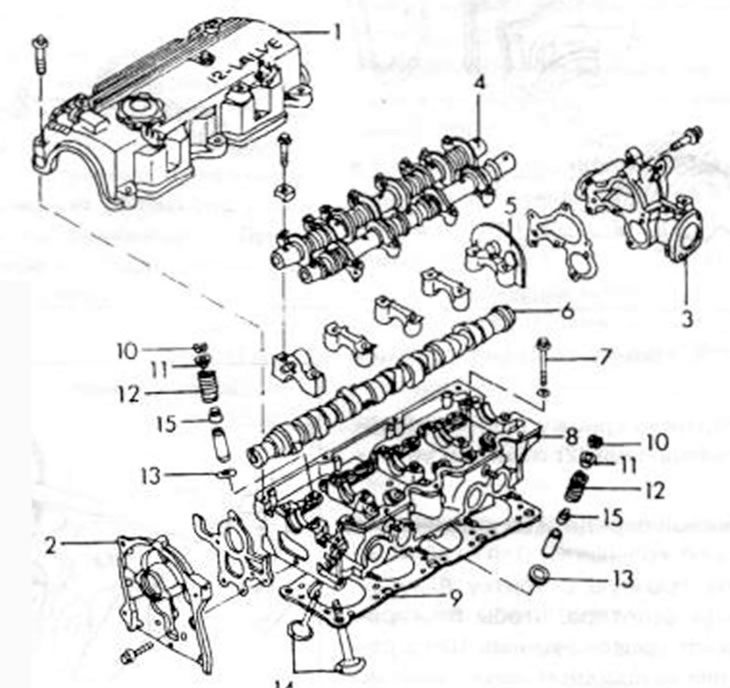 Рис. 25. Монтажным рисунок головки блока цилиндров (12 клапанов): 1. Кожух головки блока цилиндров;…