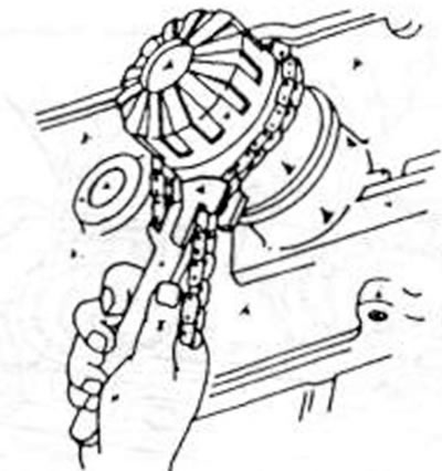 Рис. 122. Применение специального ключа для освобождения масляного фильтра. У дизельного двигателя…