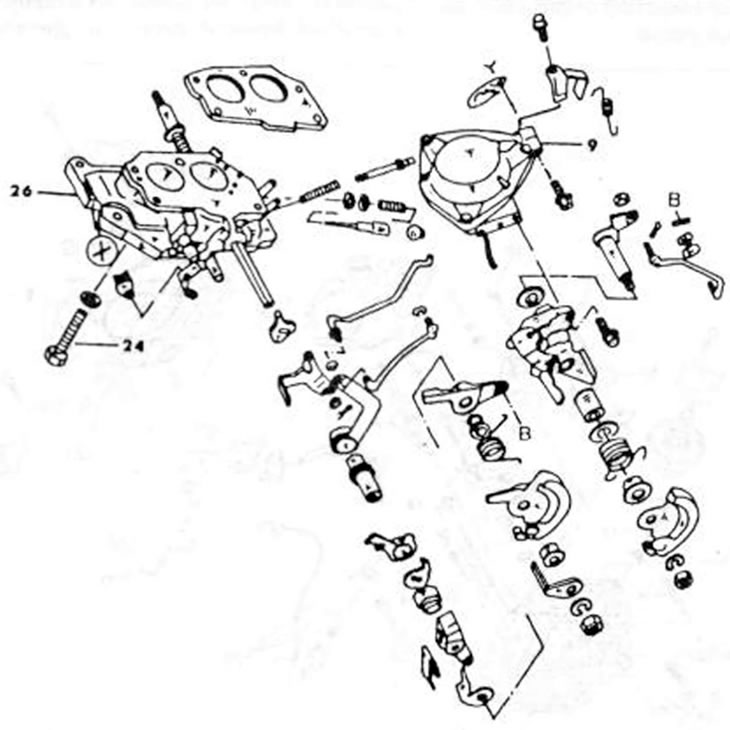 Рис. 129. Монтажный рисунок детали дроссельной заслонки. Экспликацию см. рис. 128.