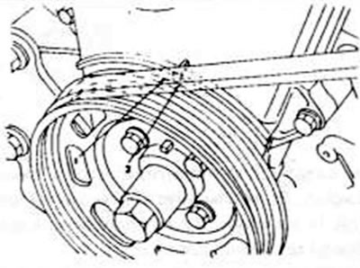 Рис.156. Канавки шкива клиноременной передачи и стрелка на кожухе приводной шестерни, должны…