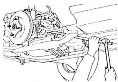 Рис. 166. Выбивание шарнира равных угловых скоростей левого приводного вала