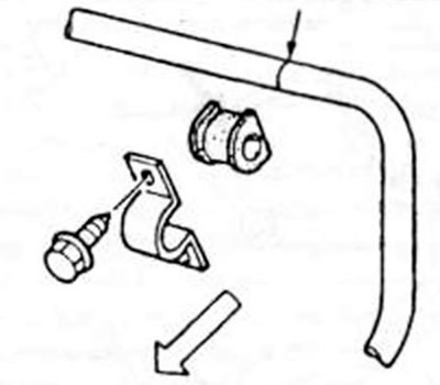 Рис. 193. Правильная установка стабилизатора поперечной устойчивости. Белая линия (по стрелке)…