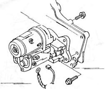 Рис.254. Стартер дизельного двигателя в установленном состоянии.