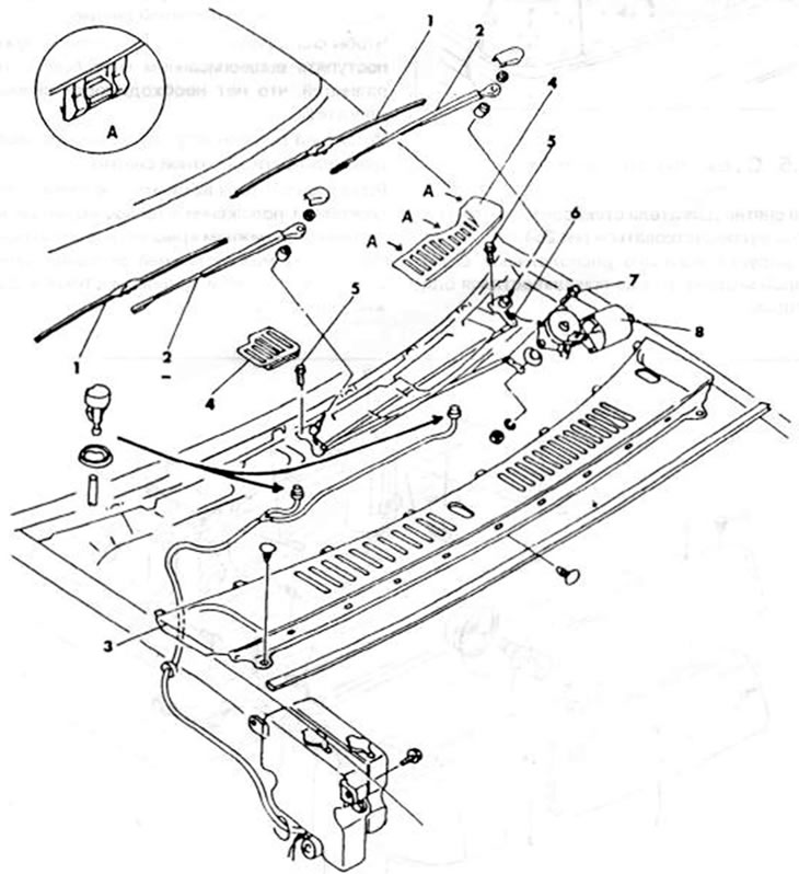 Рис.264. Подробности снятия и установки стеклоочистителя. Работы проводить в указанной…