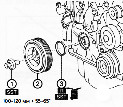 1. Болт шкива коленчатого вала.