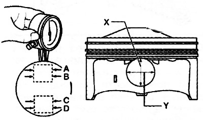 2. С помощью микрометрического нутромера измерить диаметр отверстия под поршневой палец в восьми…