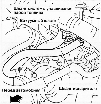 6. Отсоединить шланги, показанные на рисунке.