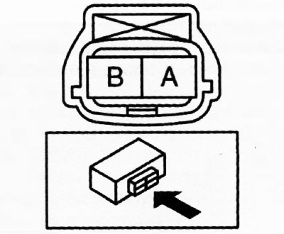 2. Измерить сопротивление между выводами А и В разъема датчика детонации.