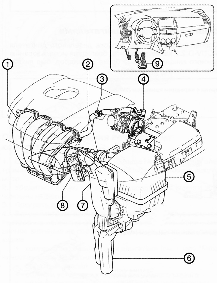 Компоненты системы впуска бензинового двигателя: