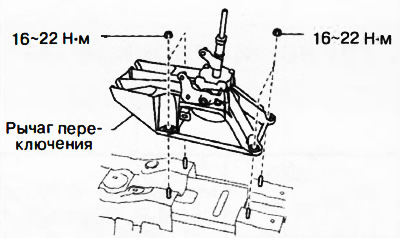 Снять рычаг переключения.