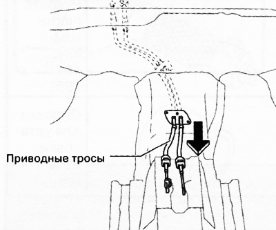 Снять приводные тросы с автомобиля.