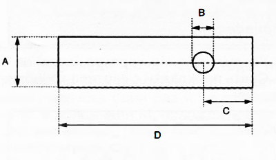 A: 20 mm. B: ∅ 8 mm. C: 15 mm. D: 65 mm.