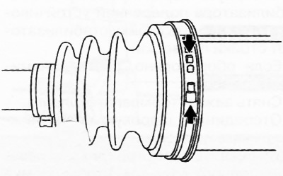 1. С помощью пассатижей поддеть хомут пыльника в указанных на рисунке точках и снять хомут большого…