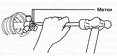 22. Совместив установочные метки на валу и шарнире, установить шарнир Трипод на вал с помощью…