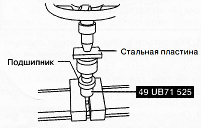 25. С помощью подходящей оправки напрессовать новый подшипник на приводной вал.