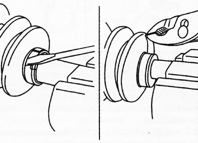 26. Загнуть хомут в направлении, противоположном вращению вала при движении автомобиля вперед, и с…