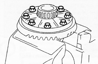 7. Поравнајте ознаке направљене на зупчанику и кутији диференцијала током демонтаже и затегните…