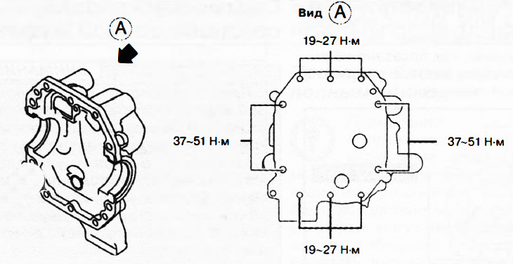27. Уградите завртње и затегните до момента затезања приказаног на слици.