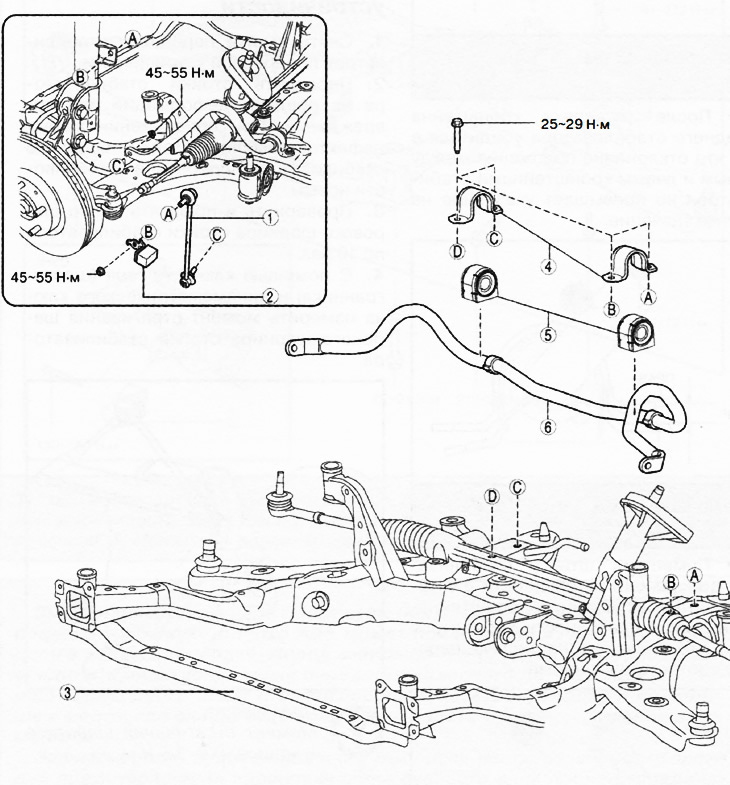 Снятие и установка переднего стабилизатора поперечной устойчивости ...