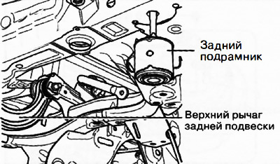 13. Снять верхний рычаг задней подвески.