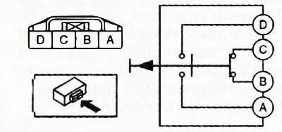 4. Проверить непрерывность цепи между выводами разъема выключателя по приведенной ниже таблице.