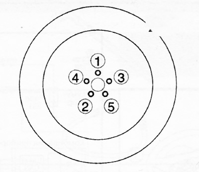 При установке колес затянуть колесные гайки в перекрестной последовательности моментом 108-147 Нм.