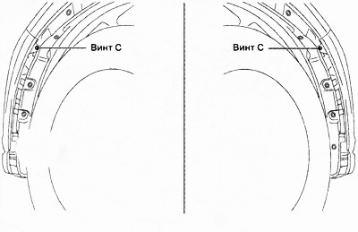 4. Отвернуть винты С с левой и правой сторон.