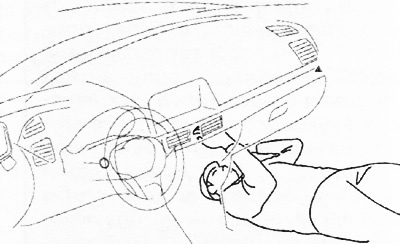 При снятии модуля пассажирской подушки безопасности выполнять работу из показанного на рисунке…