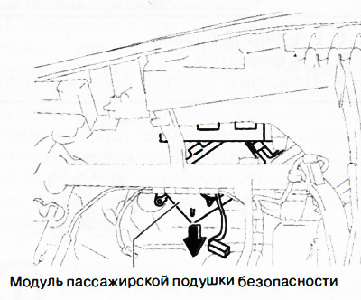 13. Снять модуль пассажирской подушки безопасности.