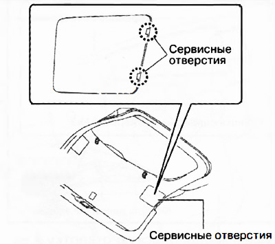 2. Вставить обмотанную изолентой плоскую отвертку в сервисное отверстие в местах, показанных на…
