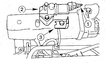 Odstráňte konektor (1) a regulačný ventil voľnobehu (2).