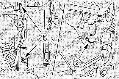 Ford Fiesta/Mazda 121: unscrew the bolts and remove the lower cover of the poly V-belt (1).…