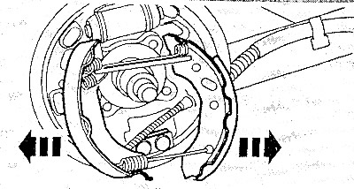 Снять тормозные колодки снизу с опор.