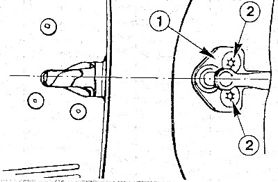 Пометить положение стержня замка (1), для чего обвести стержень фломастером.
