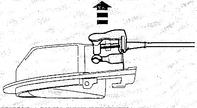 Совместить коленчатый рычаг внутреннего троса (тяги) с патроном (оправой) наружной тяги. Прижать…
