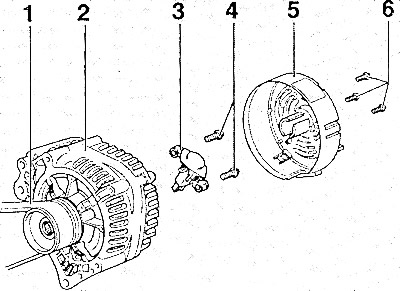 Снять поликлиновый ремень (1).