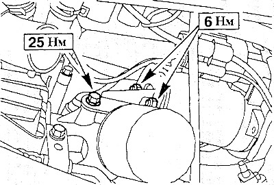 Открутить болты держателя стартера.