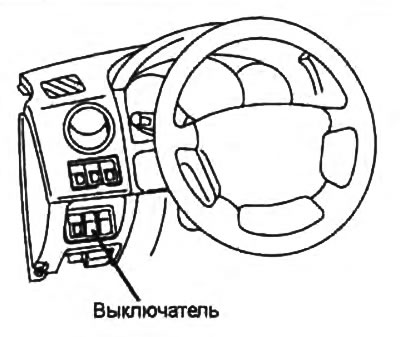 Выключатель системы облегчения запуска расположен на панели приборов, слева от рулевого колеса.